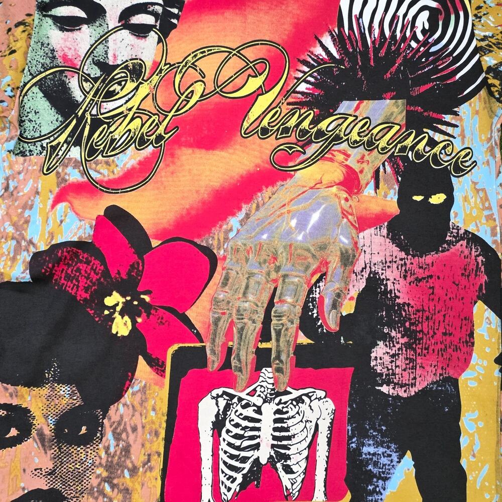 Rebel Vengeance All-Over Print Painting Style Artistic Tee T-Shirt Men's Sz L - Picture 6 of 9